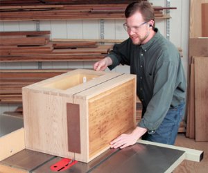 Making rip cuts on chestnut tool chest lid